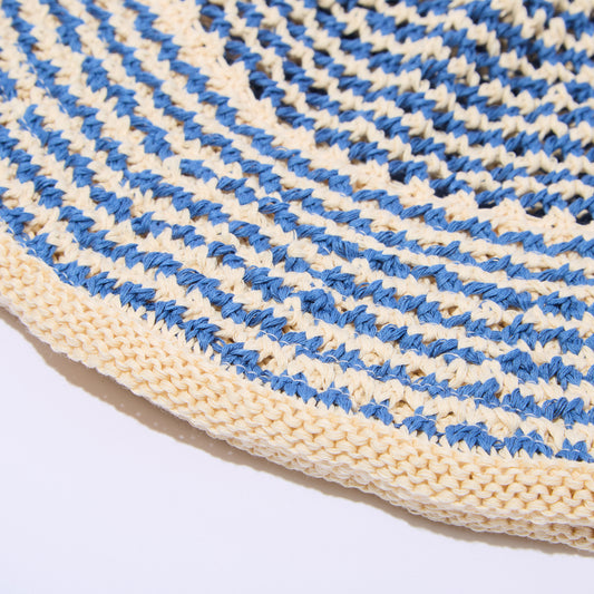 Cotton Croche Knit Hat (Blue)