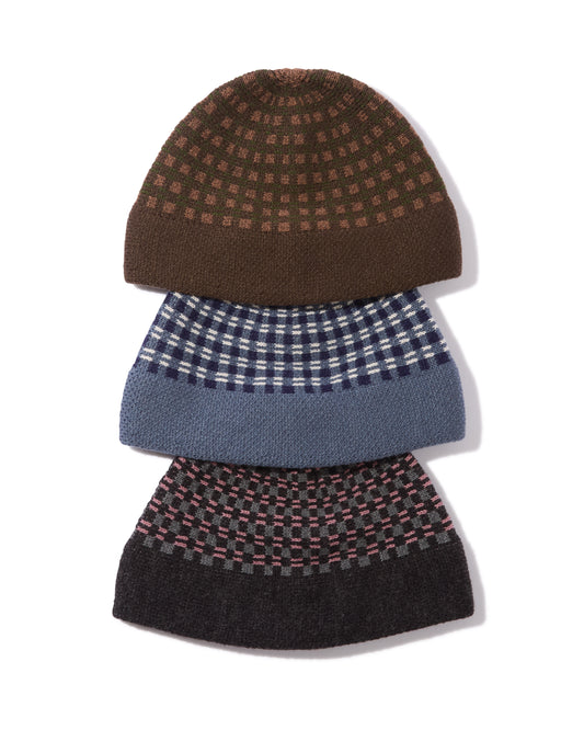 Checkered Single Beanie (Blue)