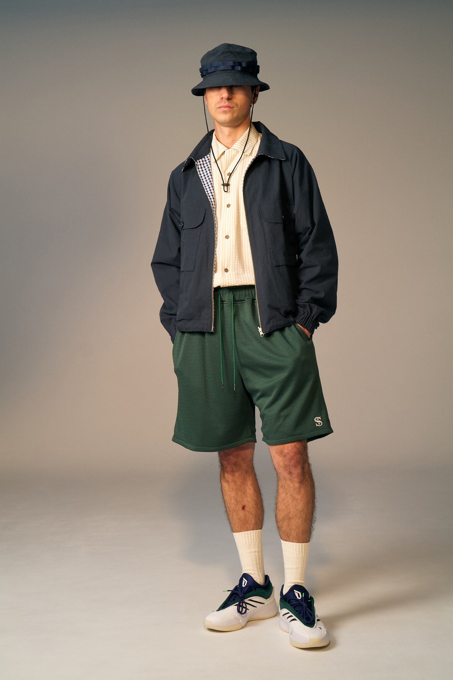 Utility Harrington Jacket (Navy & Gingham)