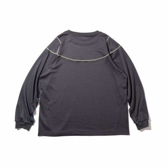 Stitched Mesh L/S Top (Charcoal)