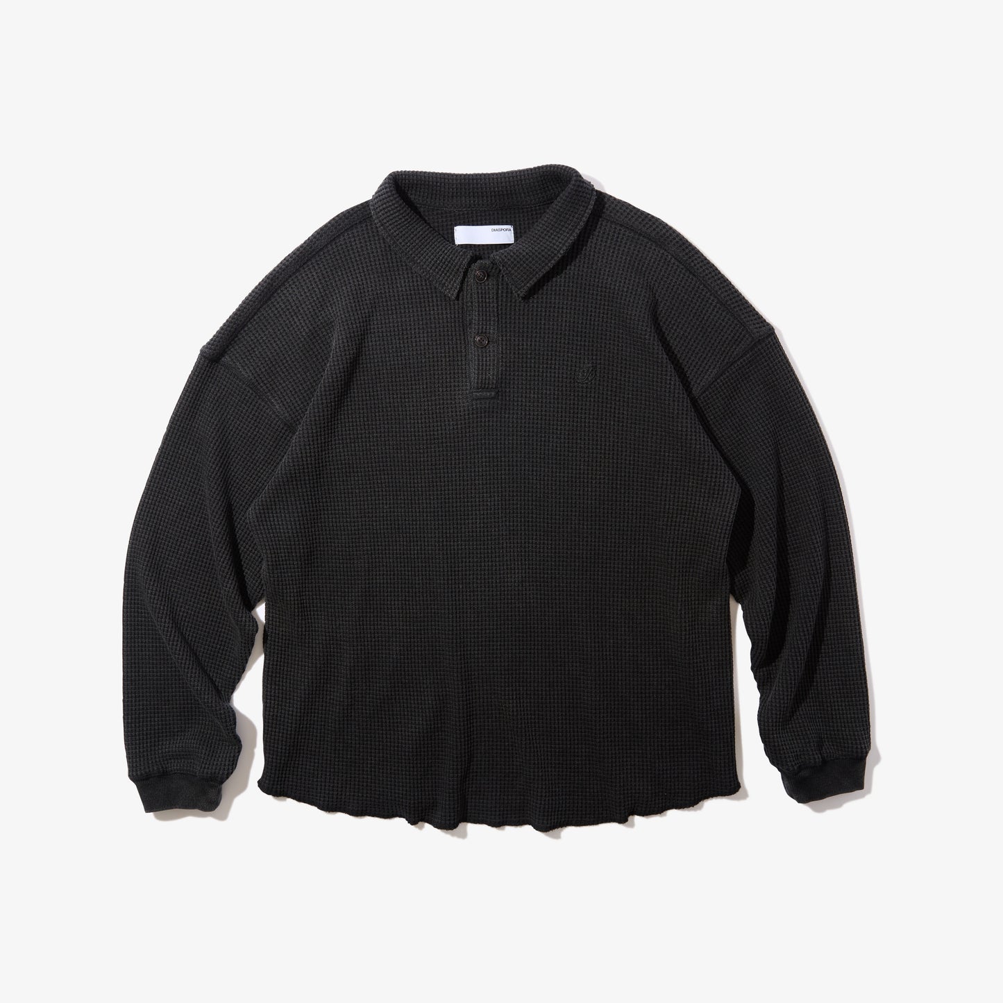 Waffle L/S Polo (Black)