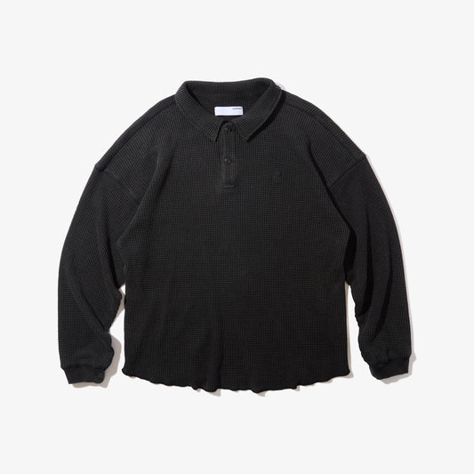 Waffle L/S Polo (Black)