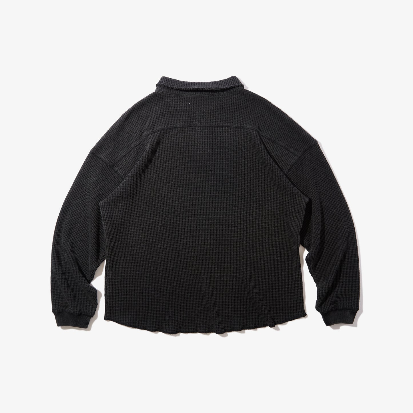 Waffle L/S Polo (Black)