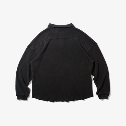 Waffle L/S Polo (Black)