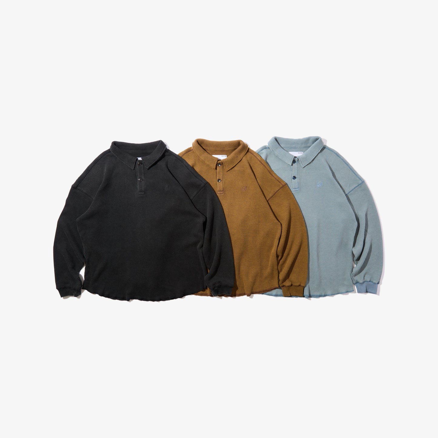 Waffle L/S Polo (Black)