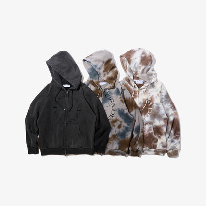Dyed Full Zip Hooded Sweatshirt (Dark Camo)