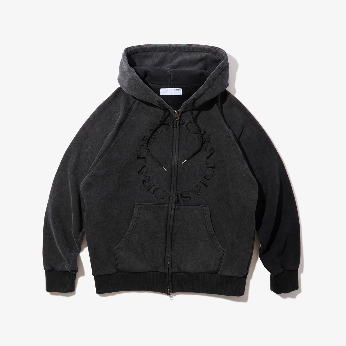 Dyed Full Zip Hooded Sweatshirt (Black)