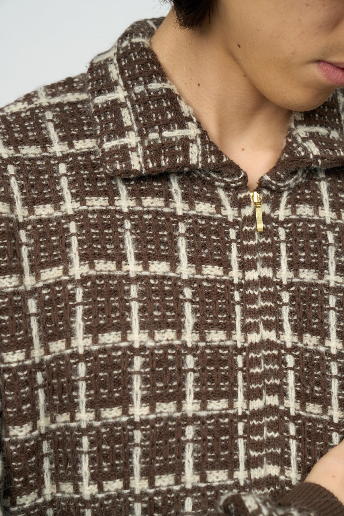 Tweed Knit Jacket (Brown)