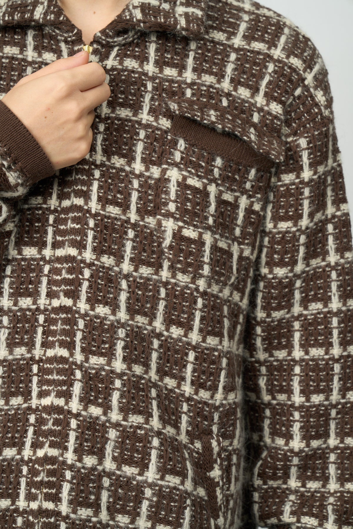 Tweed Knit Jacket (Brown)