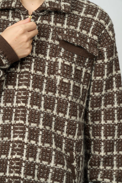 Tweed Knit Jacket (Brown)