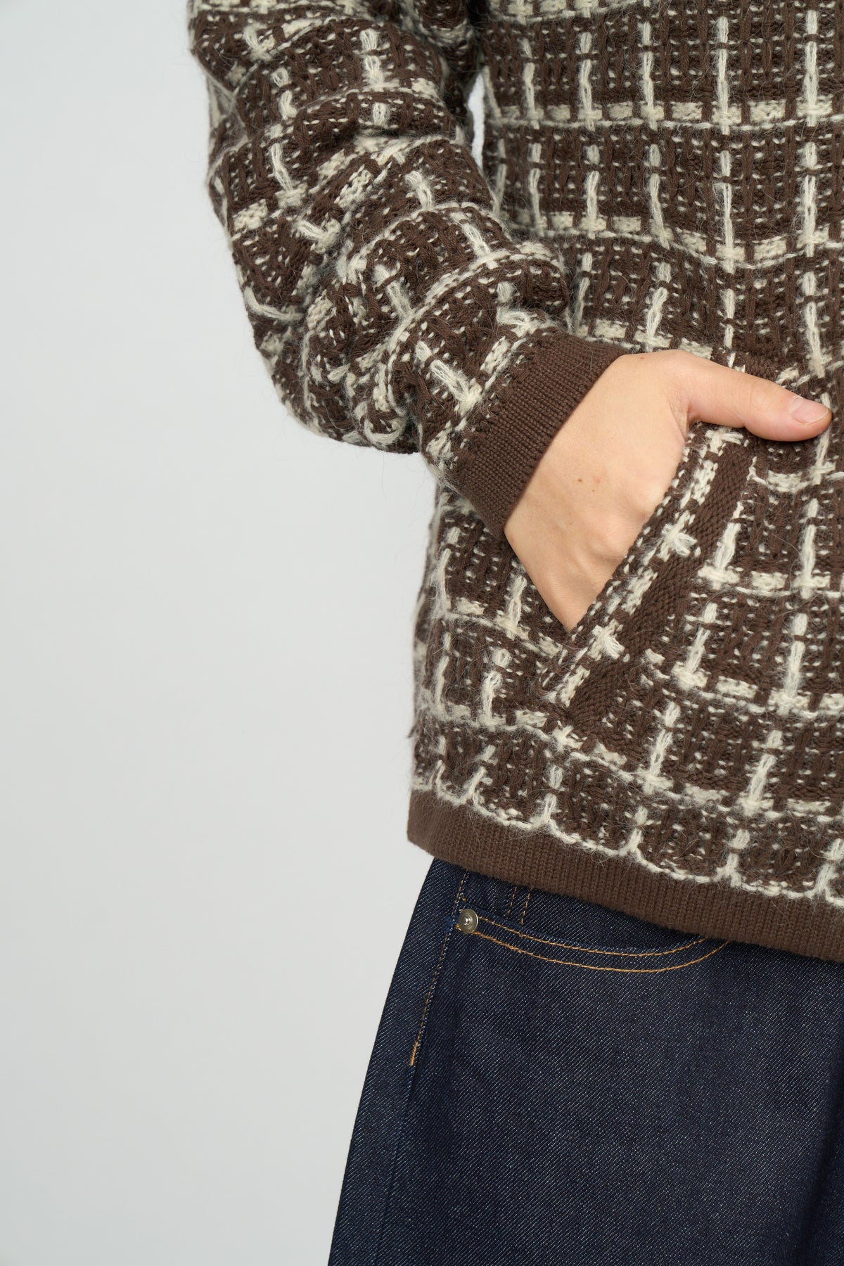 Tweed Knit Jacket (Brown)
