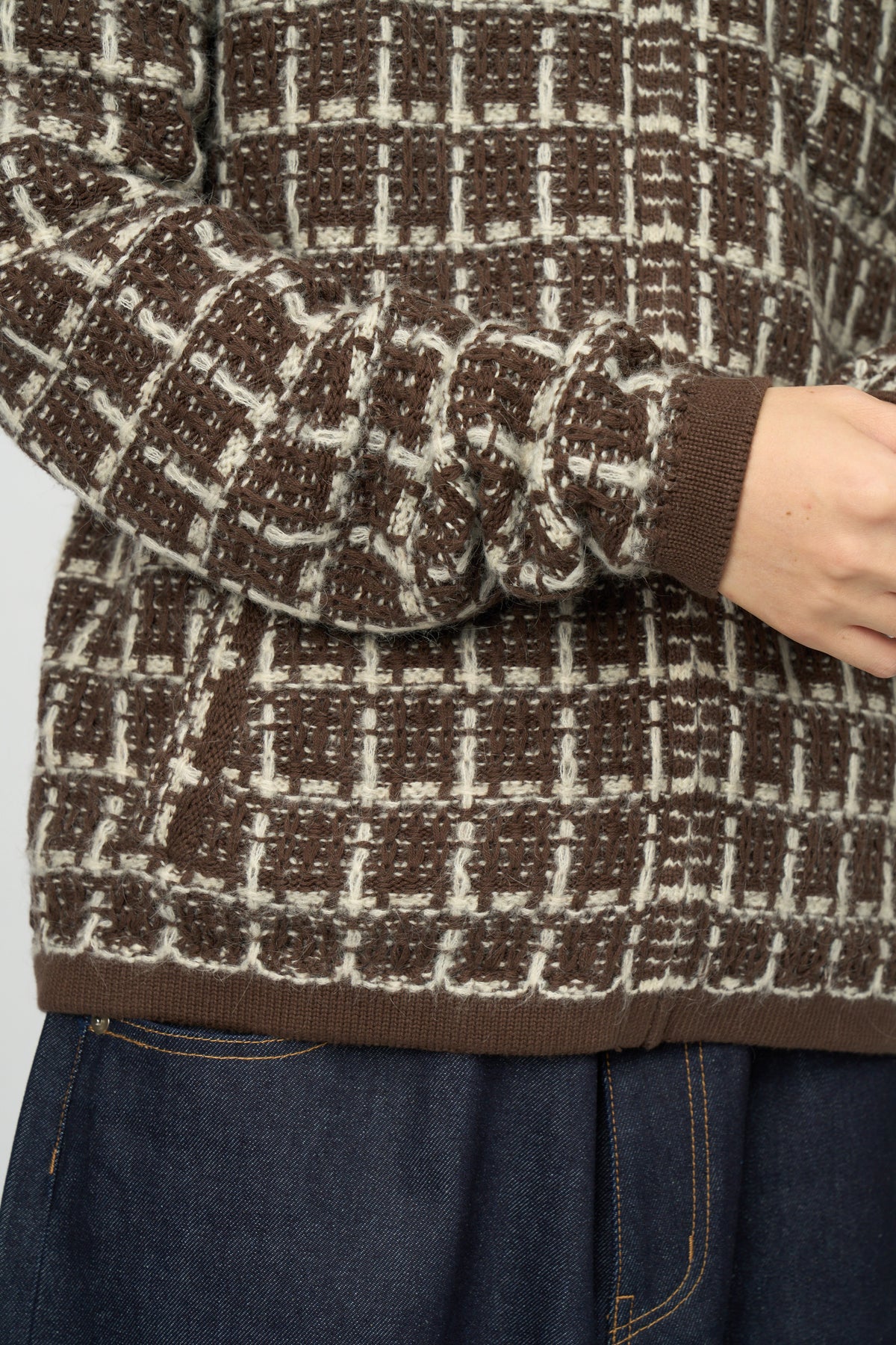 Tweed Knit Jacket (Brown)