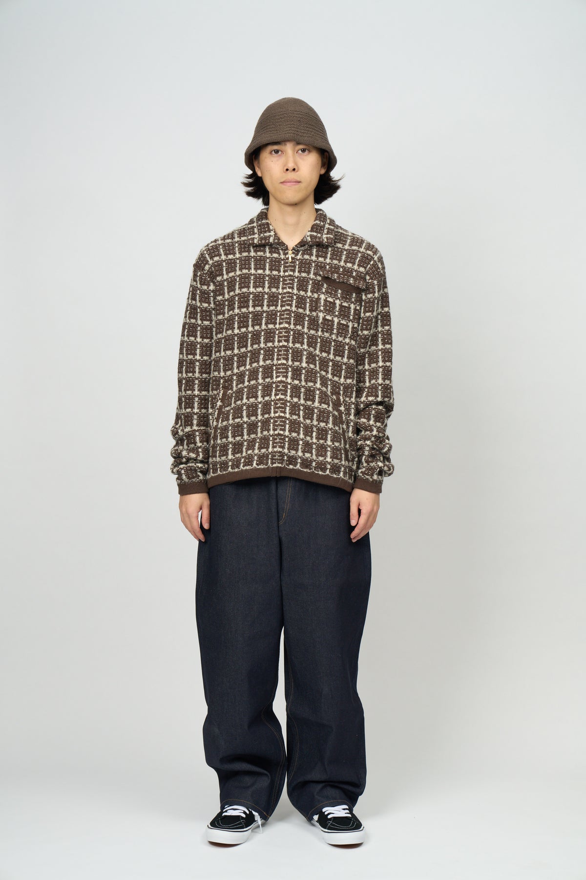 Tweed Knit Jacket (Brown)