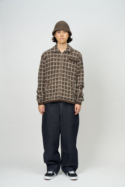Tweed Knit Jacket (Brown)