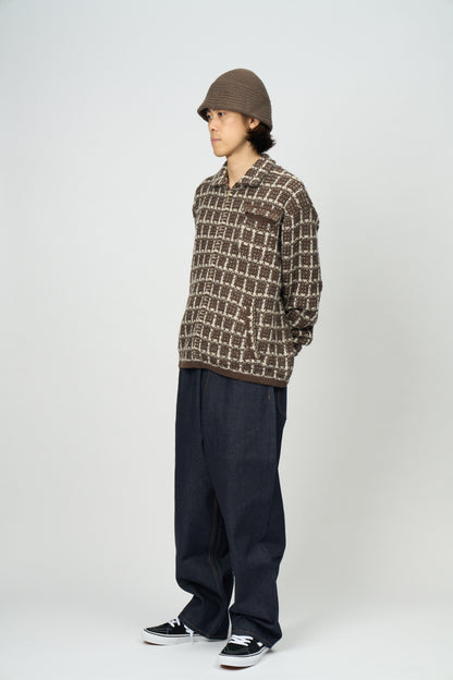 Tweed Knit Jacket (Brown)