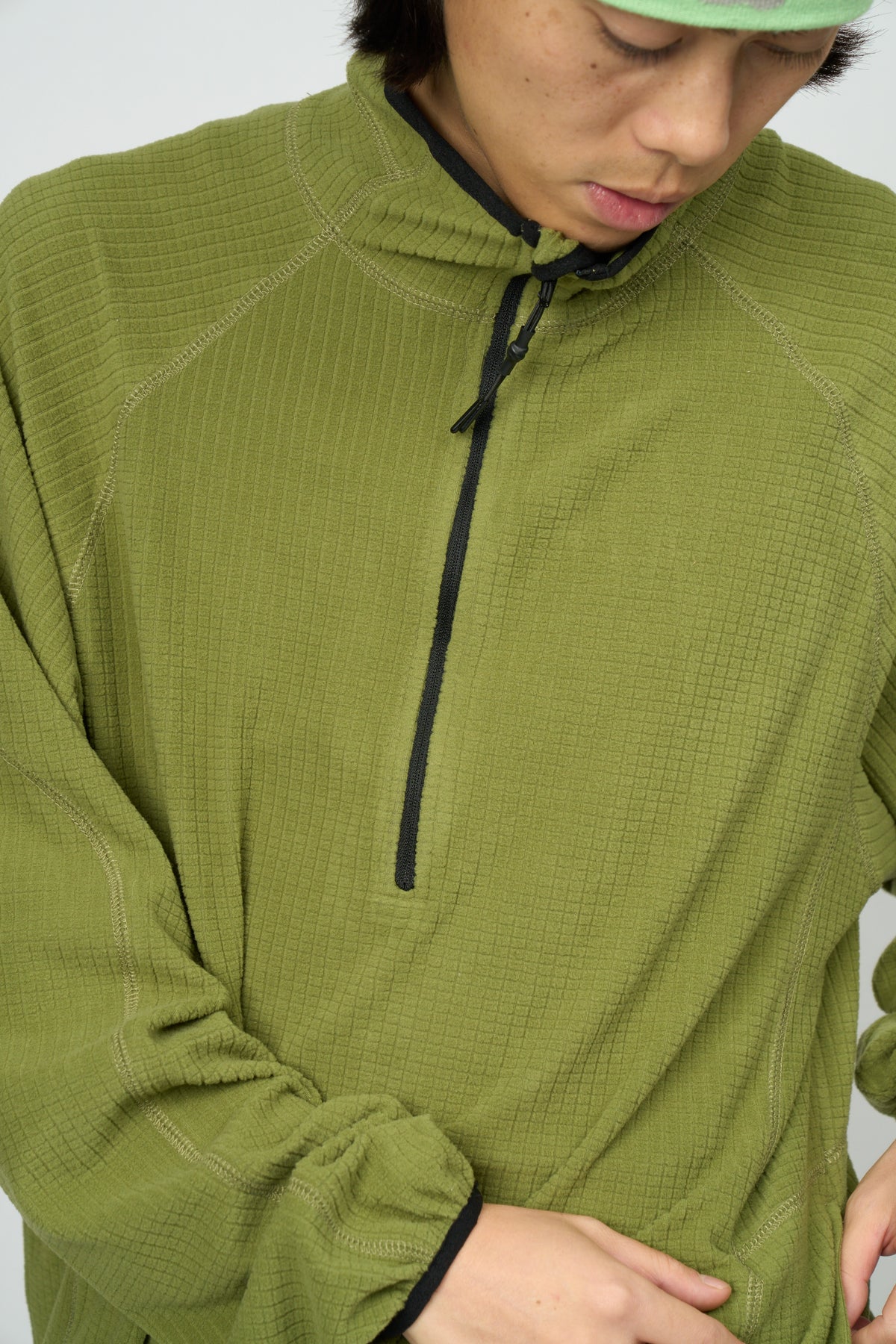 Grid Fleece Pullover (Green)