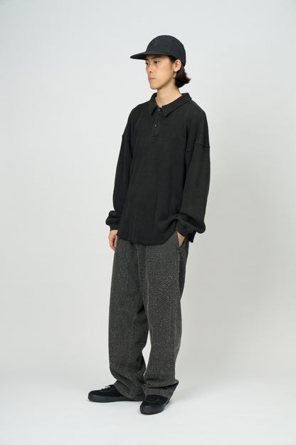 Waffle L/S Polo (Black)