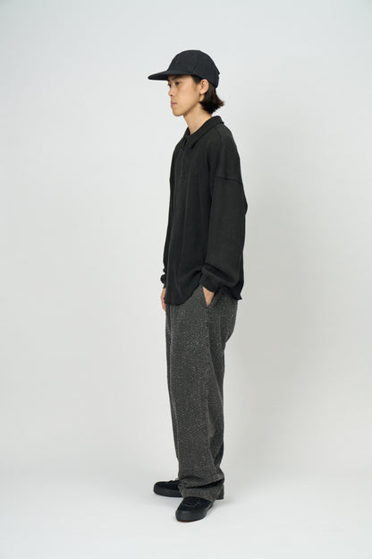 Waffle L/S Polo (Black)