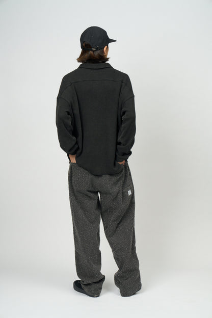 Waffle L/S Polo (Black)