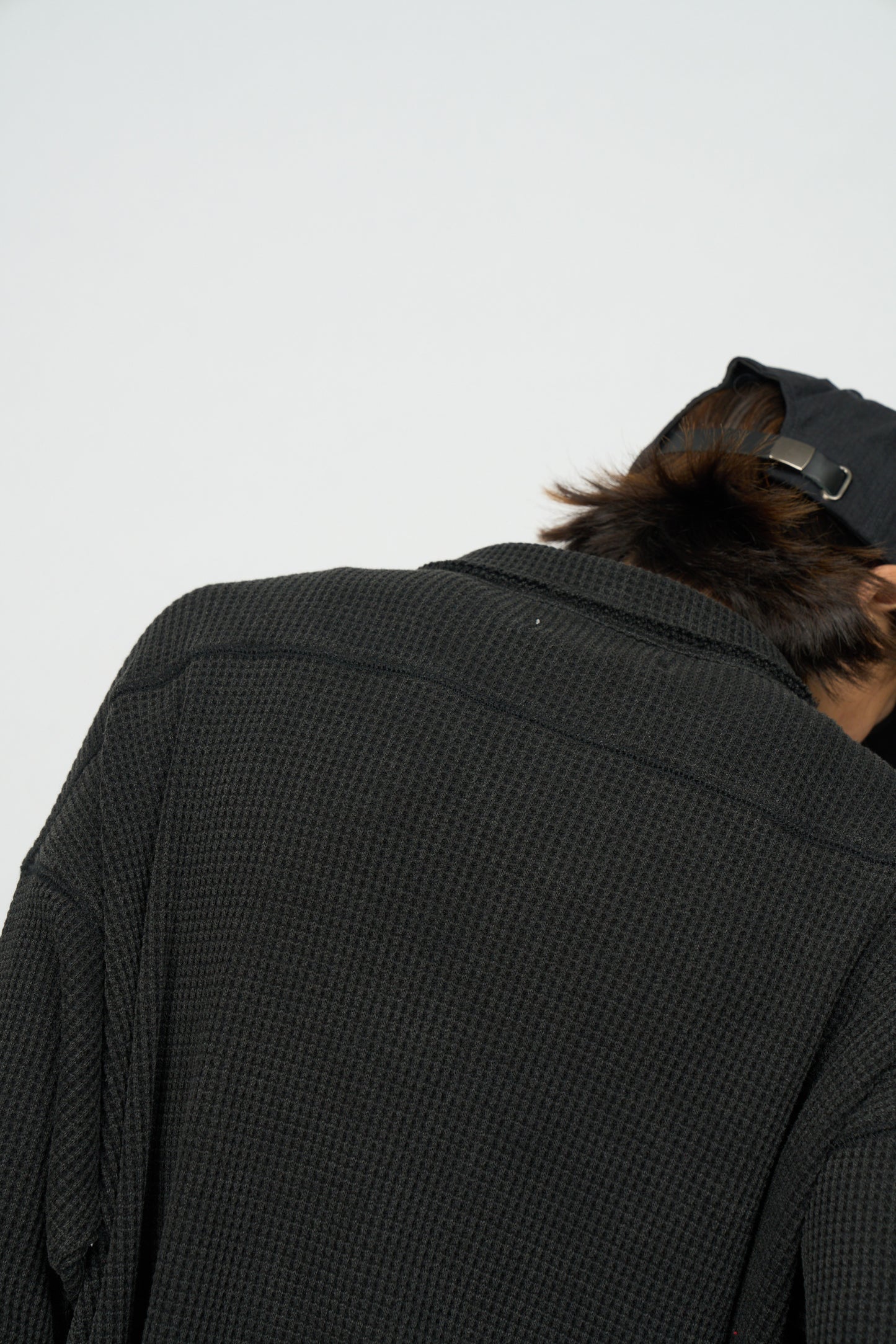 Waffle L/S Polo (Black)