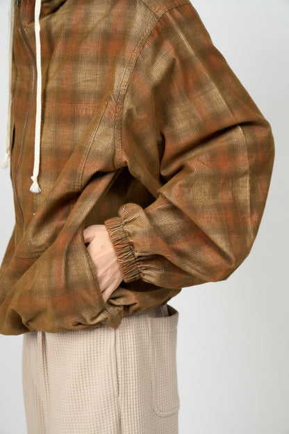 Hooded Corduroy Shirt (Brown)