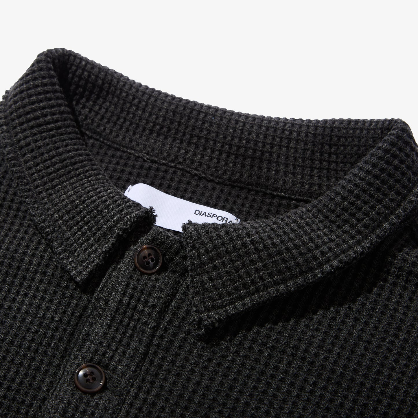 Waffle L/S Polo (Black)