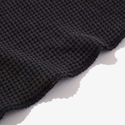 Waffle L/S Polo (Black)