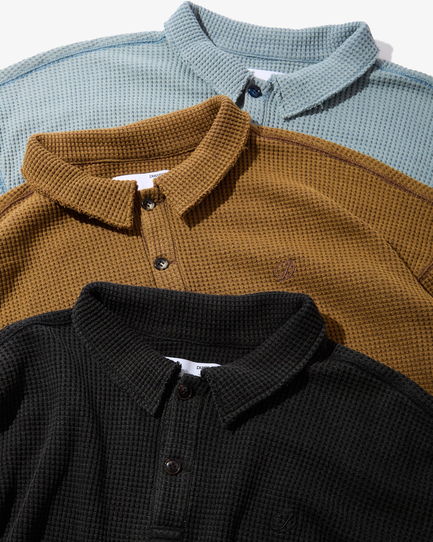 Waffle L/S Polo (Black)