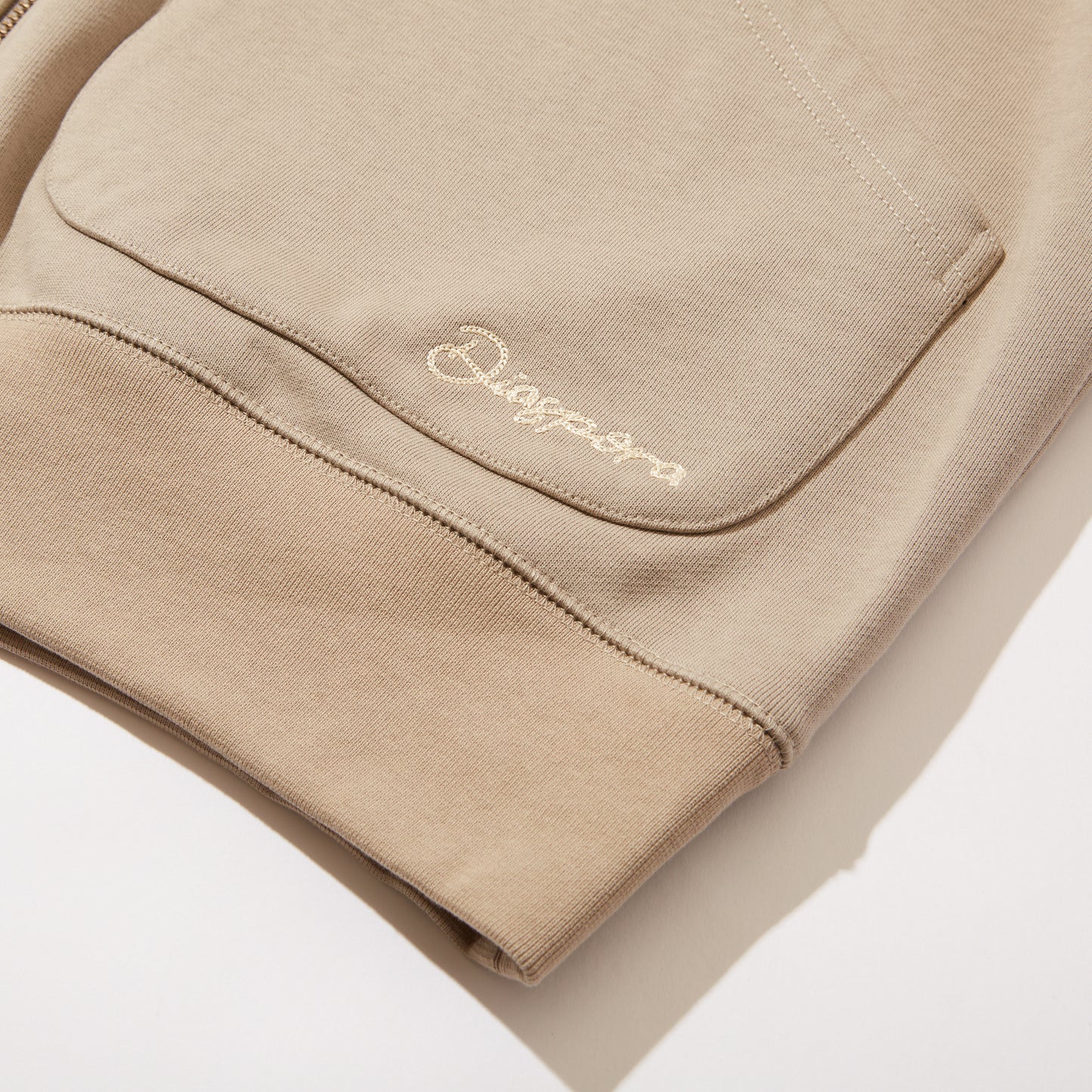 Double Pocket Full Zip Hooded Sweatshirt (Taupe)