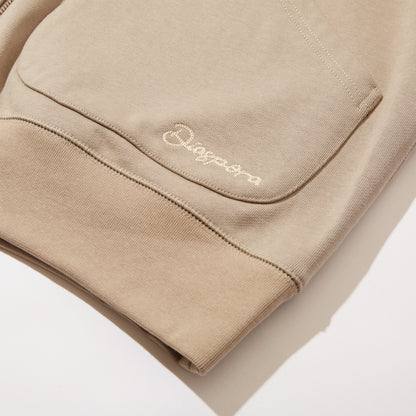 Double Pocket Full Zip Hooded Sweatshirt (Taupe)