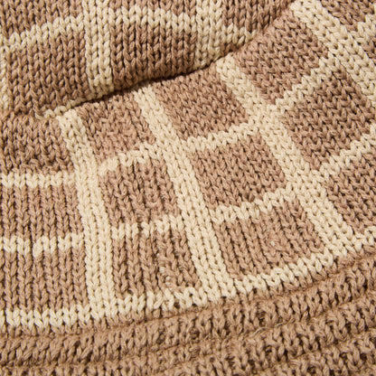 Grid Knit Bucket Hat (Taupe)