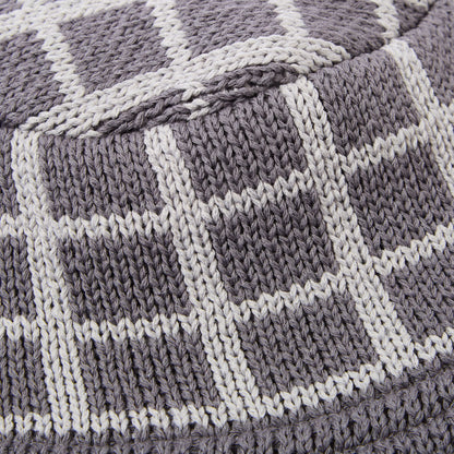 Grid Knit Bucket Hat (Charcoal)