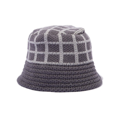 Grid Knit Bucket Hat (Charcoal)