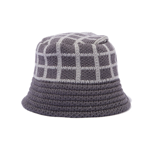 Grid Knit Bucket Hat (Charcoal)