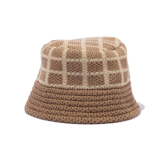 Grid Knit Bucket Hat (Taupe)