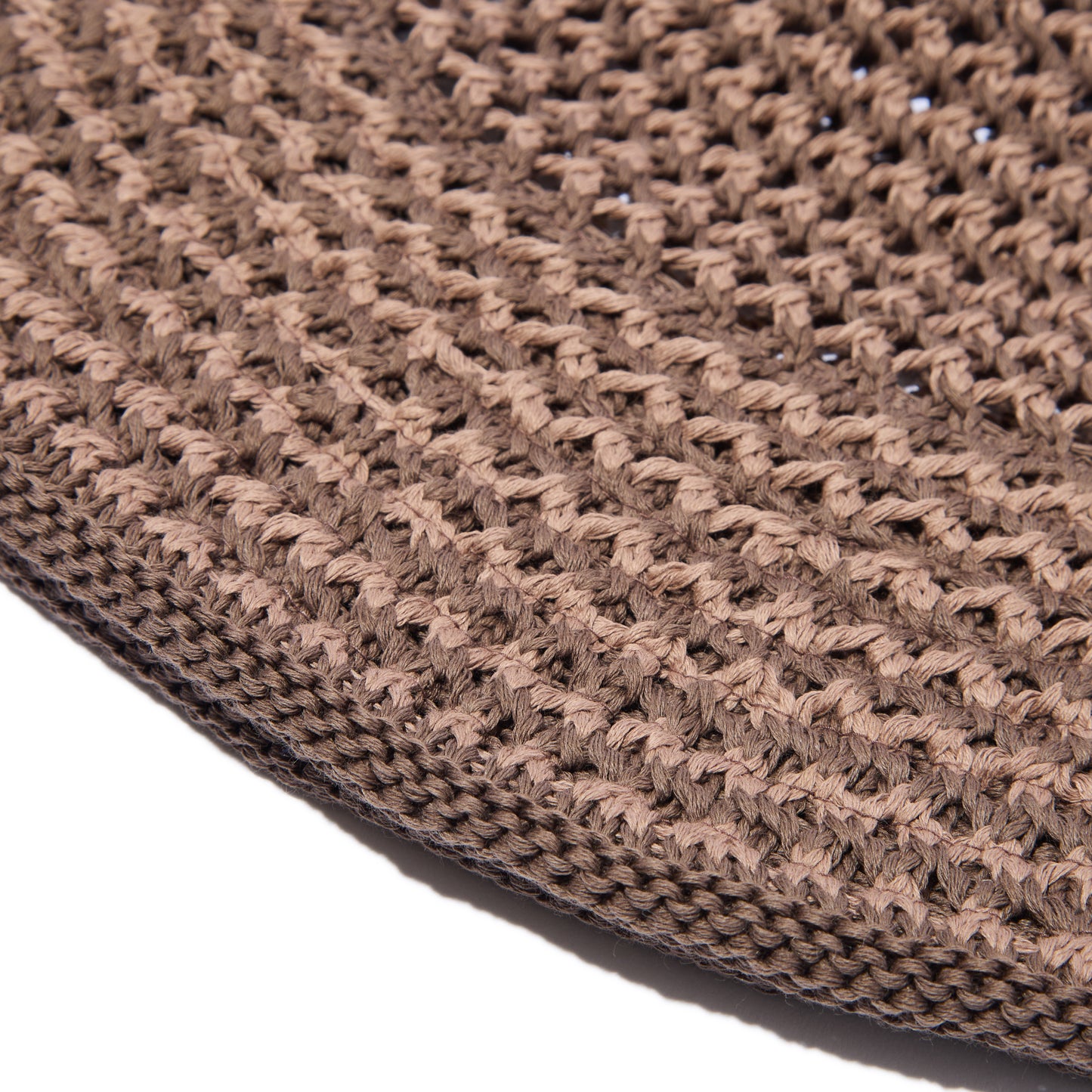 Cotton Croche Knit Hat (Brown)