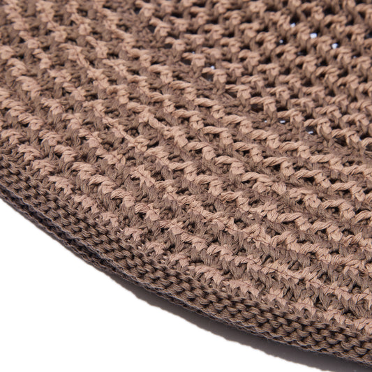 Cotton Croche Knit Hat (Brown)