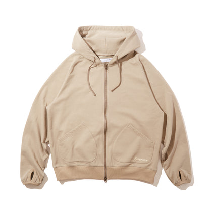 Double Pocket Full Zip Hooded Sweatshirt (Taupe)