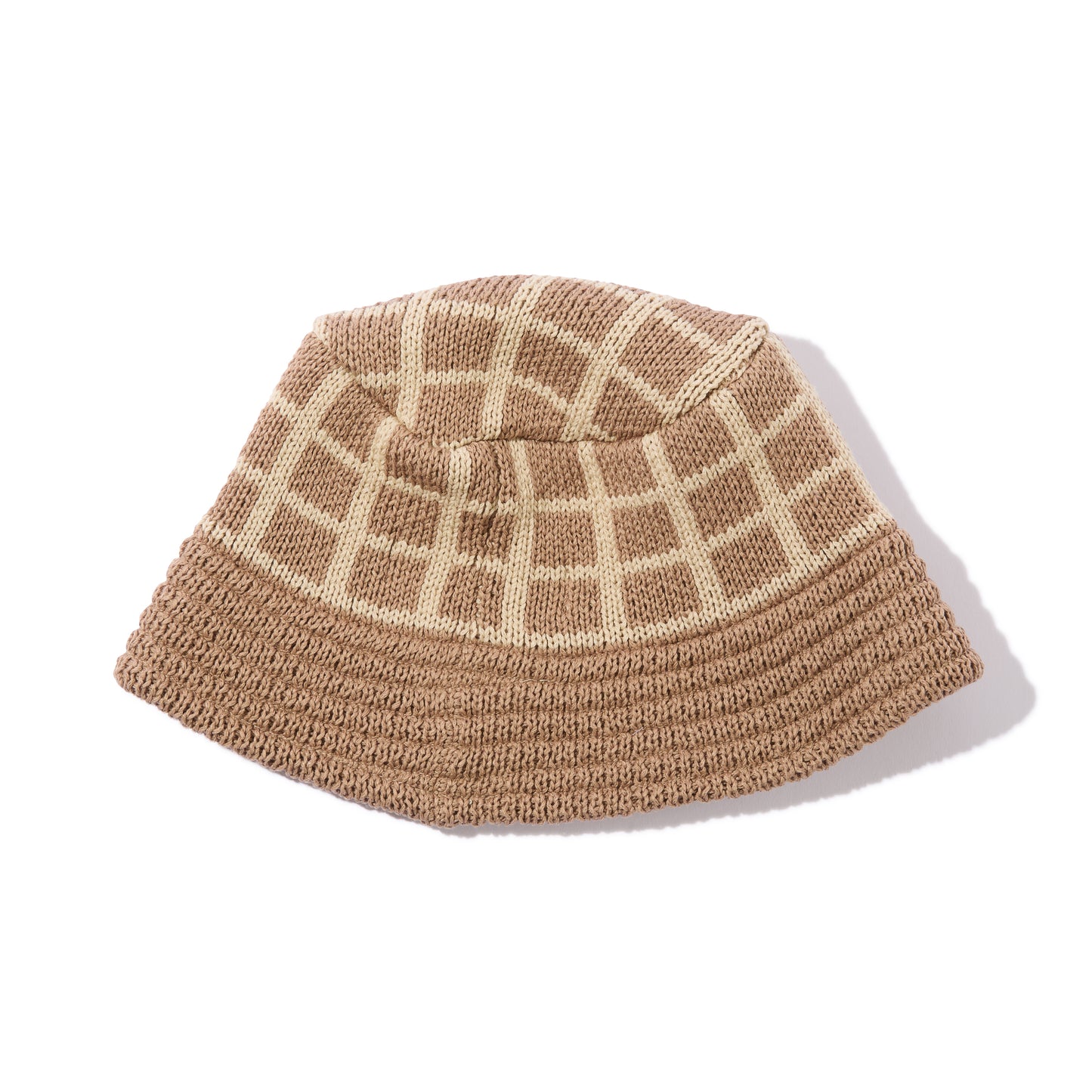 Grid Knit Bucket Hat (Taupe)