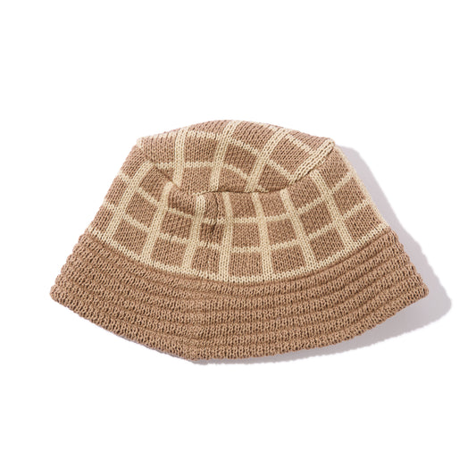 Grid Knit Bucket Hat (Taupe)