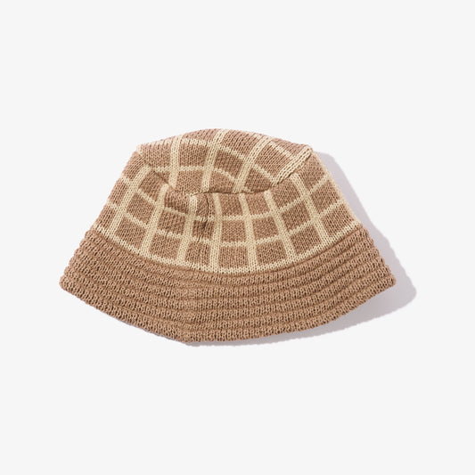 Grid Knit Bucket Hat (Taupe)