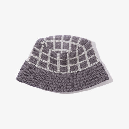 Grid Knit Bucket Hat (Charcoal)