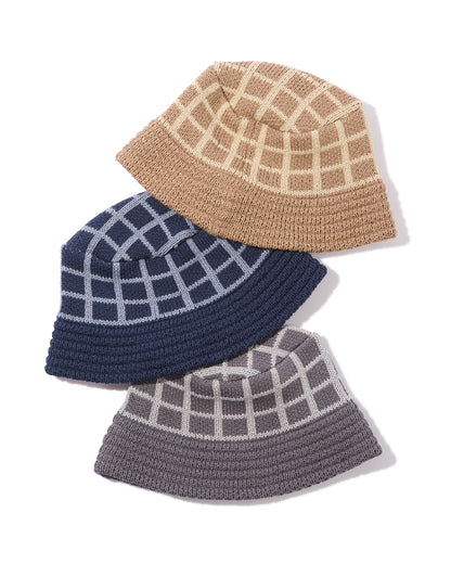 Grid Knit Bucket Hat (Charcoal)
