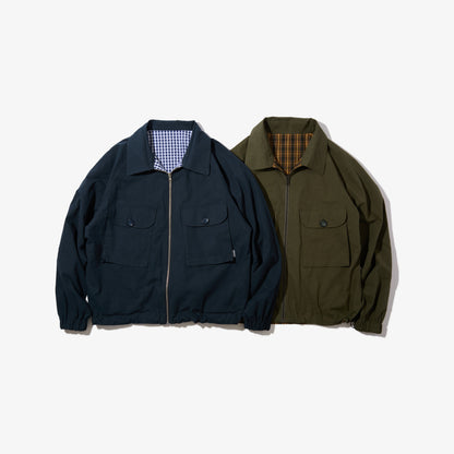 Utility Harrington Jacket (Navy & Gingham)