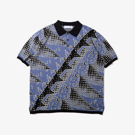 Brushed Terrain Knit Polo (Blue)