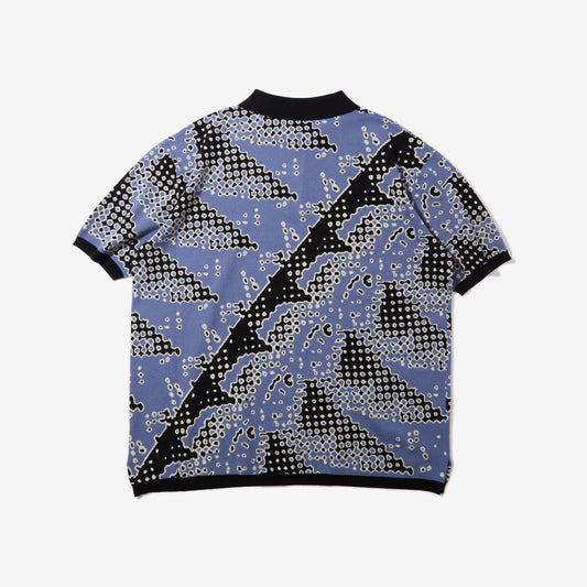 Brushed Terrain Knit Polo (Blue)