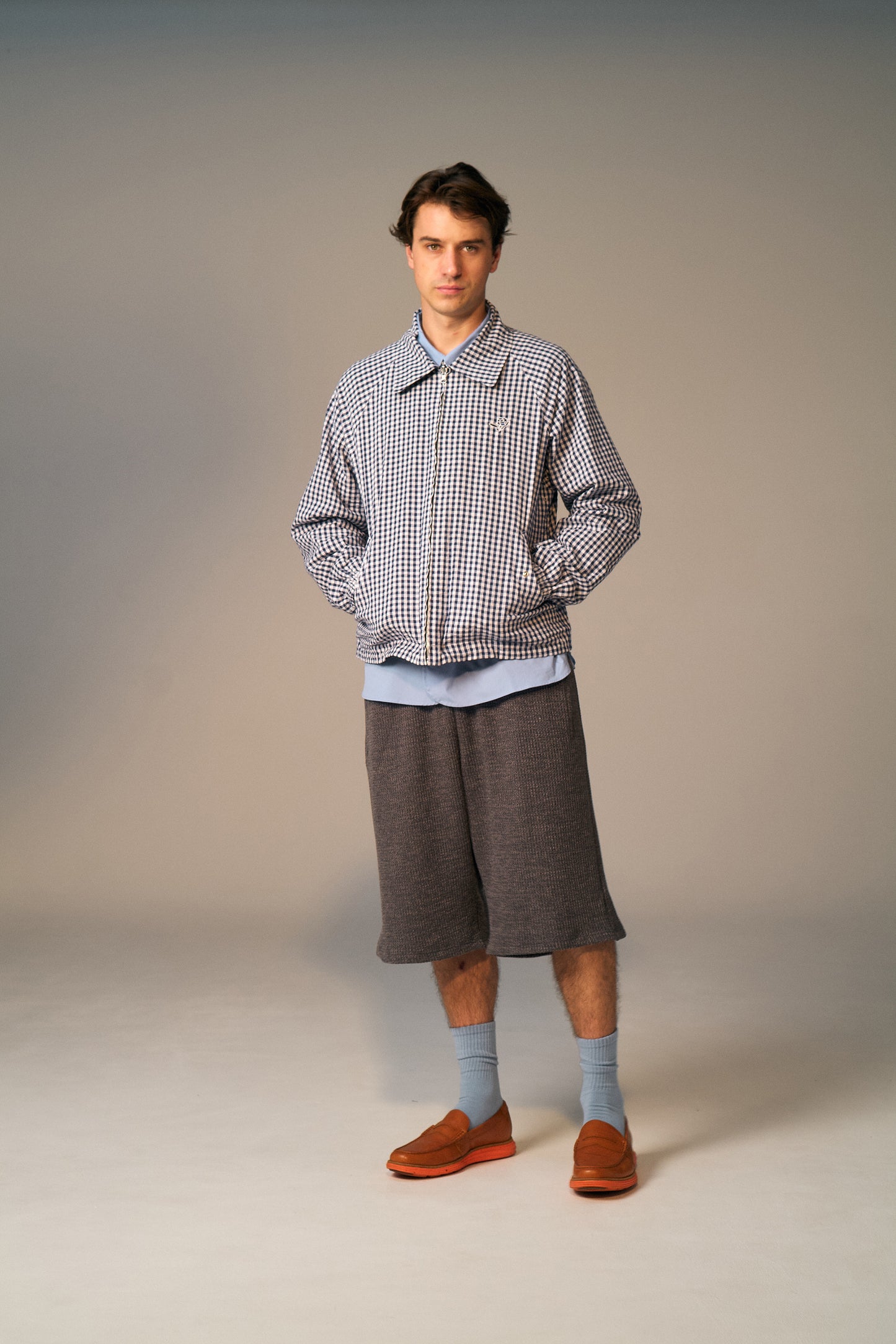 Utility Harrington Jacket (Navy & Gingham)