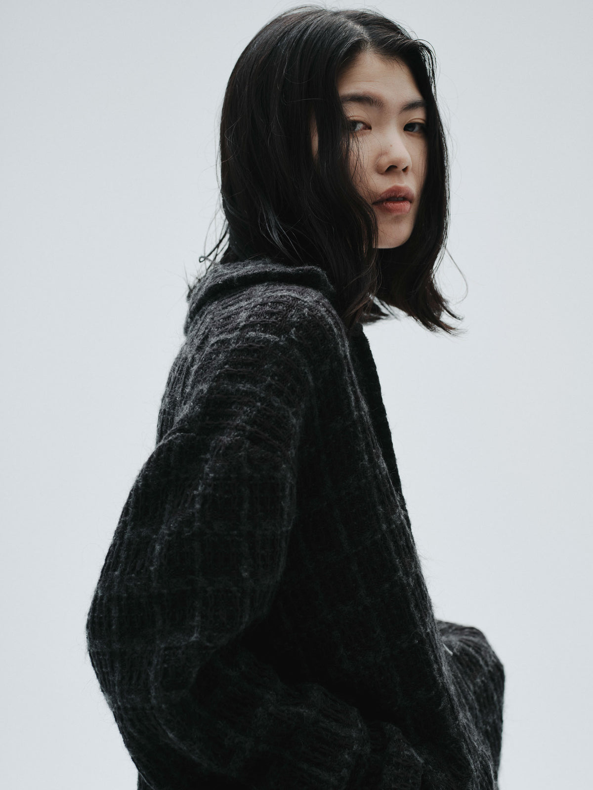 Tweed Knit Jacket (Brown)