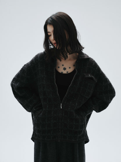 Tweed Knit Jacket (Brown)