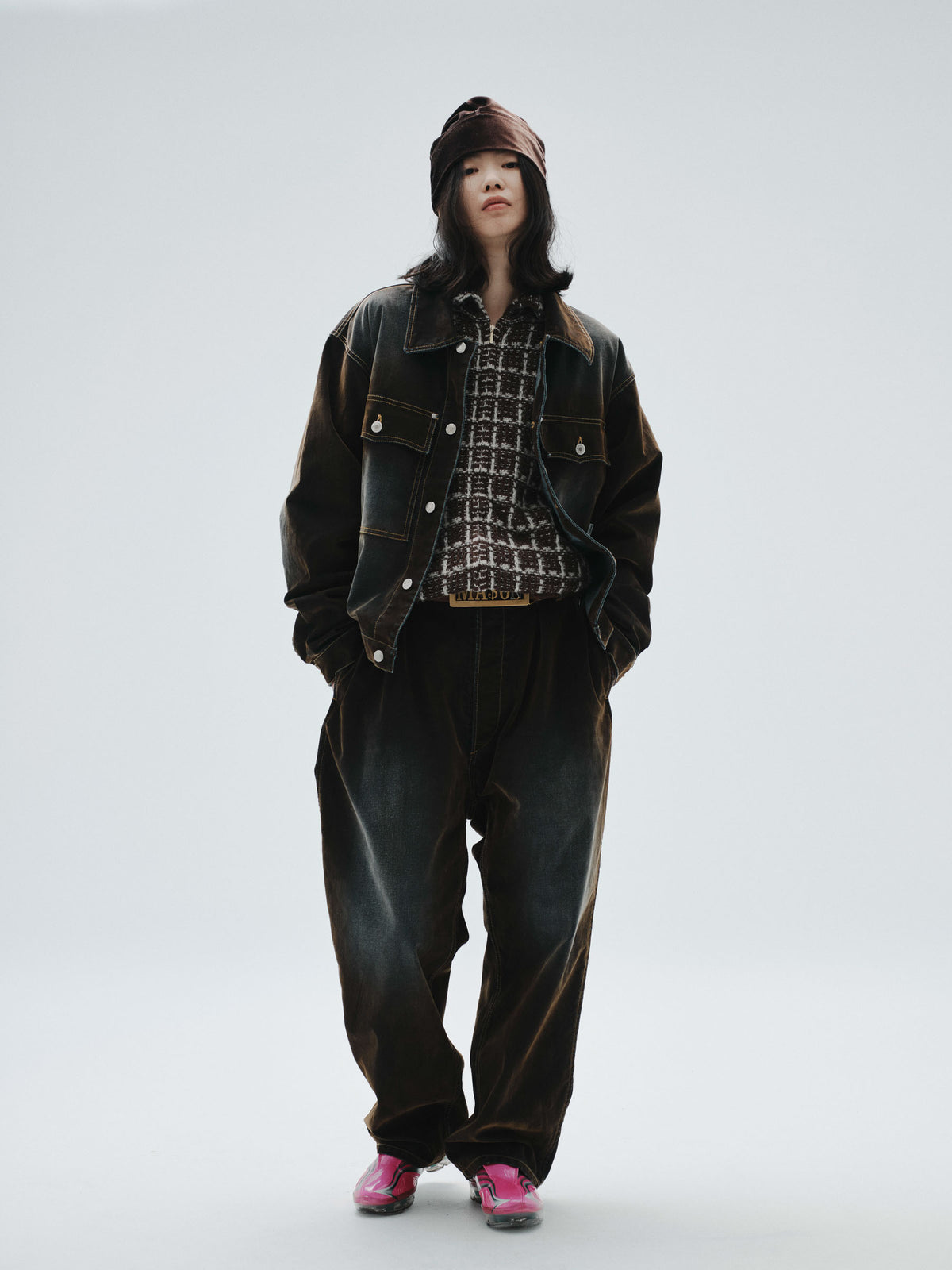 Tweed Knit Jacket (Brown)